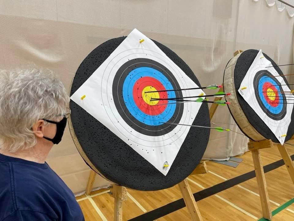 Mum and I's arrows (one of hers bounced out but would have been yellow).